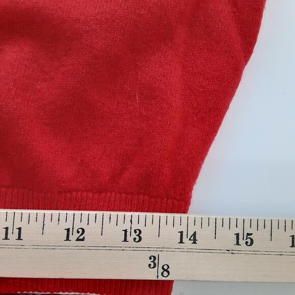 Vintage 1950s Cardigan Sweater Wool Blend Cherry Red Pearl Button Rockabilly - Picture 13 of 15